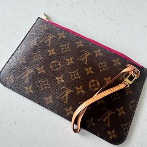 Louis Vuitton Monogram Canvas Wristlet with Pink Zipper